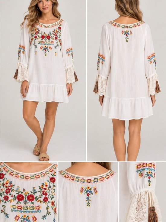 Z &L Europe Dresses & Skirts - Z&L Europe Embroidered Floral Boho Gauze Dress. SZ S